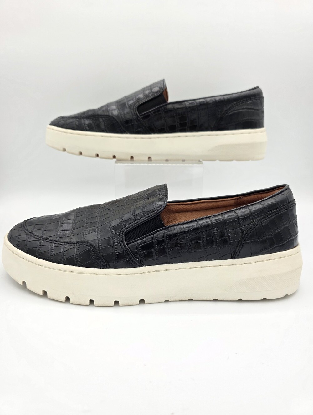 Vionic Dinora Croc Slip On Platform Sneakers Black Womens 8.5